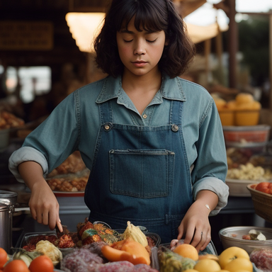 woman, fruit, outdoor market